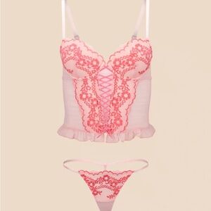 Adore Me Coral Lace Bralette Set